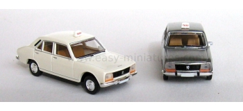 BREKINA SAI 2095 - Lot de 2 Peugeot 504 taxi, blanc + gris métallisé