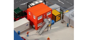 Modélisme ferroviaire : FALLER F130135 - 4 Conteneurs de chantier, orange