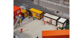 Modélisme ferroviaire : FALLER F130136 - 4 Conteneurs de chantier, noir-jaune / gris-noir