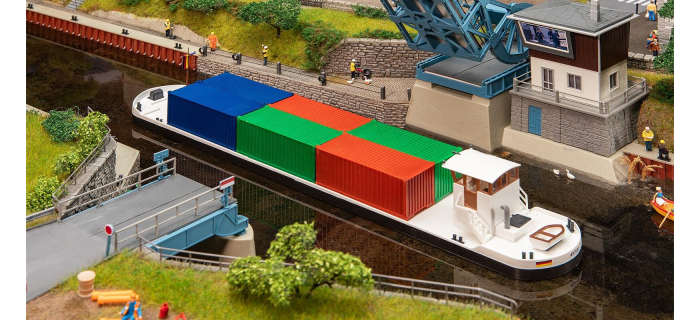 modelisme ferroviaire  Faller F131013 - Cargo fluvial avec conteneurs