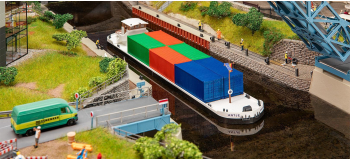 Faller 131013 - Cargo fluvial avec conteneurs