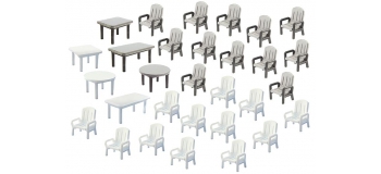 Modélisme ferroviaire : FALLER F180439 - Chaises + Tables De Jardin 