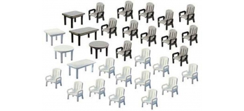 Modélisme ferroviaire : FALLER F272441 - Chaises + tables jardin N