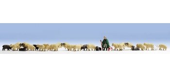 Noch 36750 - Berger Et Moutons Pour Modélisme Ferroviaire (2 Figurines + 9 Animaux)