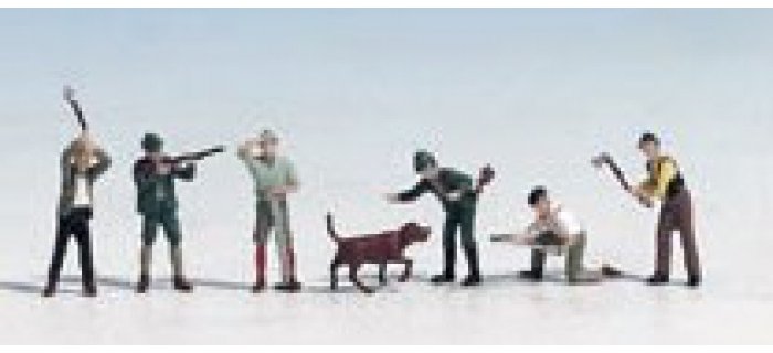 Figurine Chasseur Avec Chien 1/64 – Accessoire Pour Diorama Ferroviaire Et Maquettes – Style B