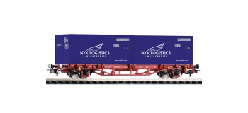 Modelisme ferroviaire : PIKO PI 57772 - Wagon porte containers 