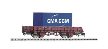 Modélisme ferroviaire : PIKO PI 97082 -Wagon plat avec container CMA CGM SNCF