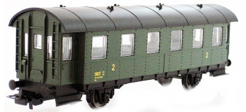 Modélisme ferroviaire : PIKO PI 97032 - Voiture voyageurs seconde classe à essieux n°Btmfp 17805 