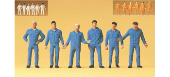 Preiser 65337 Figurines Mécaniciens blancs, bleus, orange de la marque Preiser