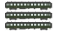 Modélisme ferroviaire : REE VB-212 - Coffret de 3 voitures « Bacalan » châssis et toit noir, Vert SNCF 306 Ep.III A	