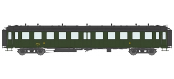Modélisme ferroviaire : REE VB-213 - Voiture « Bacalan » châssis et toit noir, Vert SNCF 306 Ep.III A