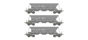 Modélisme ferroviaire : REE  NW 118 - Coffret de 3 wagons Trémie EX T1 Ep.V-VI « ECR » Euro Gargo Rail