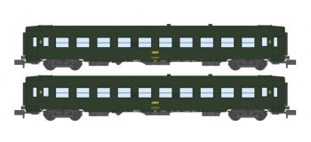Modélisme ferroviaire : NW-137 - Coffret de 2 voitures UIC B10 Vert Logo jaune encadré Ep.IV