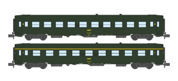 Modélisme ferroviaire : NW-140 - Coffret de 2 voitures UIC B10 et A9 Vert Logo jaune encadré Ep.IV