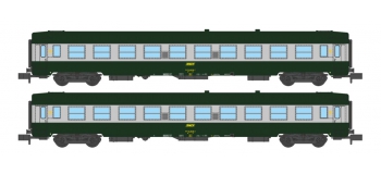 Modélisme ferroviaire : REE - NW-141 - Coffret de 2 voitures UIC B10 Vert/ALU Livrée 160 Logo jaune encadré Ep.IV