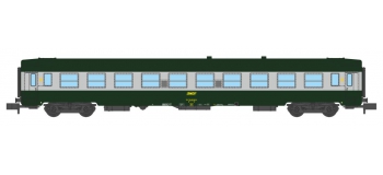 Modélisme ferroviaire : REE - NW-142 - Voiture UIC B10 Vert/ALU Livrée 160 Logo jaune encadré Ep.IV