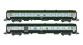 Modélisme ferroviaire : REE - NW-148 - Coffret de 2 voitures UIC A9 et B5D Vert/Gris Logo blanc cartouche Corail Ep.V