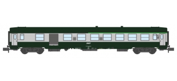 Modélisme ferroviaire : REE - NW-149 - Voiture UIC B5D Vert/Gris Logo blanc cartouche Corail Ep.V