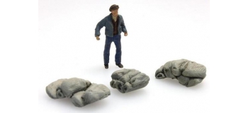 Modélisme ferroviaire : SREE PB-005 - Postier et sacs pour chariots à bras