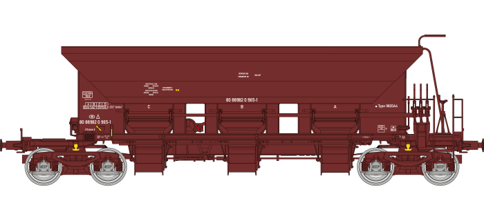 HO] : Coffret de 3 wagons trémie à ballast F70 Uas « INFRA V », SNCF, Ep. VI – WB806
