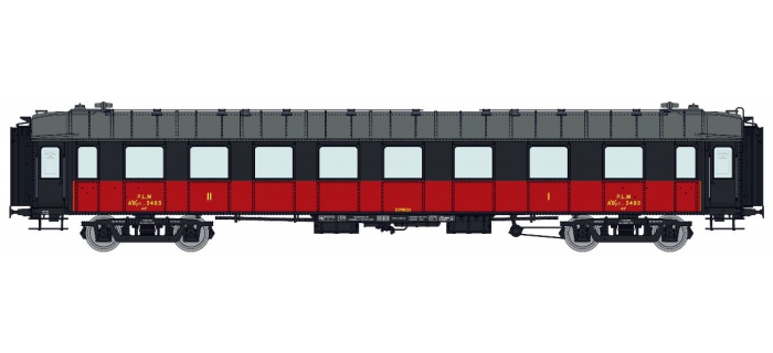 Voiture France Trains OCEM 1ère Classe PLM HO 1/87 ép II Rare, Noir Et Bordeaux