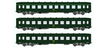 Train électrique REE VB-041 - Coffret 3 voitures DEV AO Courtes Ep.IV Vert Logo jaune encadré