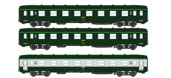 Train électrique : REE VB-055 - Coffret 3 voitures DEV AO Courtes Ep.IV-V Vert garigue - Gris béton Cartouche Corail 