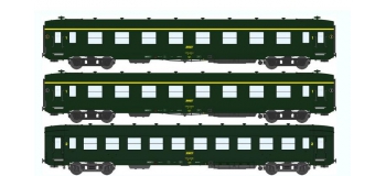 Train électrique :  REE VB-057 - Coffret 3 voitures DEV AO Courtes Ep.IV Vert Logo jaune encadré