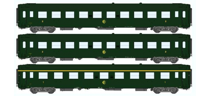 Modélisme ferroviaire : REE VB-064 - Coffret de 3 voitures UIC Ep.III Logo rond