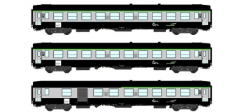 Modélisme ferroviaire : REE VB-072 - Coffret de 3 voitures UIC Ep.V TER, cartouche corail 