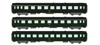 Modélisme ferroviaire : REE VB-098 - Coffret de 3 voitures UIC Ep.IV logo encadré jaune.