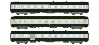 Modélisme ferroviaire : REE VB-099 - Coffret de 3 voitures UIC Ep.IV Livrée 160, logo jaune encadré. 