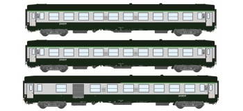 Modélisme ferroviaire : REE VB-102 - Coffret de 3 voitures UIC Ep.V logo nouille, cartouche corail