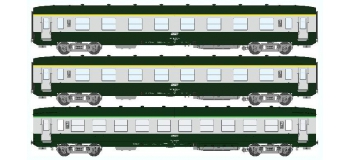 Train électrique :  REE VB-135 - Coffret 3 voitures DEV AO Courtes Ep.IV Vert  Logo jaune encadré