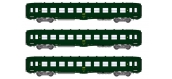 Modélisme ferroviaire : REE VB-142 - Coffret de 3 voitures DEV AO Courtes Ep.IV Logo encadré jaune  