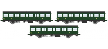 Modélisme ferroviaire : REE VB-152 - Coffret 3 Sud-Ouest, grandes ou petites gouttières, porte-lanternes modernes (1xB6tf 2xB6t) – Epoque III-B