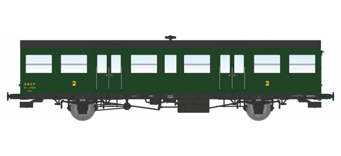 Modélisme ferroviaire : REE VB-153 - Voiture Sud-Ouest, petites gouttières, porte-lanternes modernes(B6t) – Epoque III-B