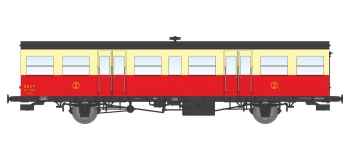 Modélisme ferroviaire : REE VB-157 - Voiture Sud-Ouest, grandes gouttières, porte-lanternes modernes - Rouge et crème autorail – Epoque III-B