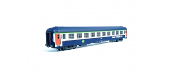Modélisme ferroviaire : Voiture UIC couchettes bleu / gris béton, toit haut, WASTEELS
