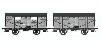 Train électrique :  REE WB-331 - Set de 2 Wagons COUVERT 20T PLM Ep.II - PLM 