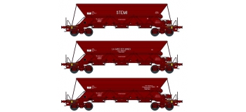 Modélisme ferroviaire : REE WB-384 - Set de 3 Wagons trémie EX  Ep.IV-V «STEMI / LA GARE DES MINES / SOMEW» avec chargement de sable 