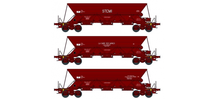 Set 3 wagons trémies F70 Uas SNCF ép. IV-V REE-MODELES REE-WB682