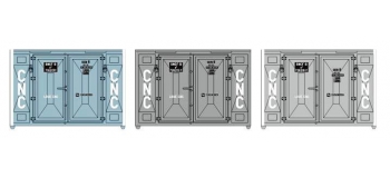 Train électrique : REE XB-033 - Set de 3 Containers CADRE 72 (1 bleu et 2 gris CNC)