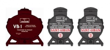 Train électrique : REE XB-039 - Set de 3 Containers CITERNE (1 VB et 2 Saint-Gobain)
