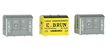 Train électrique : REE XB-057 - Set de 3 Containers CADRE 1 x Aérosudest BRUN, 2 x OCEM a2b CNC Ep.III