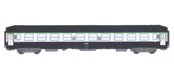 Modélisme ferroviaire : REE VB-217 - Voiture UIC couchettes bleu / gris béton, Logo encadré blanc, toit haut