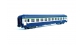 Modélisme ferroviaire : REE VB-228 - Voiture UIC couchettes bleu / gris béton, Logo casque,toit haut