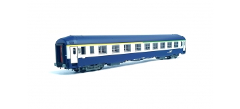 Modélisme ferroviaire : REE VB-229 - Voiture UIC couchettes bleu / gris béton, Logo casque,toit haut