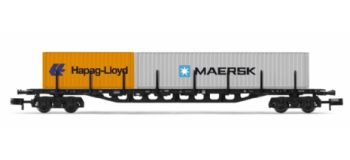 Wagon plat Sgis 716 DB,chargé de 2 containers de 20 pieds et 40 pieds