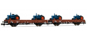Arnold HN6487 - 2-unit pack flat wagons Rmms in brown livery, loaded with tractors 
